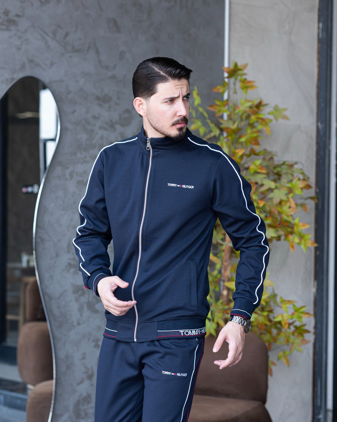 سيت رياضي رجالي فاخر من القطن الحجري